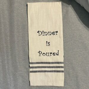 Cream Kitchen Towel with Black Text
